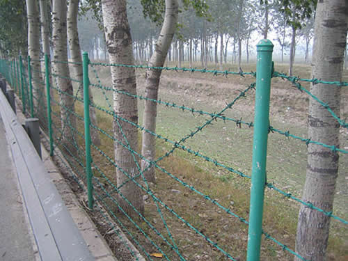 刺铁丝隔离栅 专注高速铁路高架桥工程护栏网  刺绳护栏网  刺绳隔离栅  铁路防护网