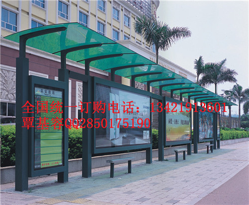 墨绿色候车亭制作,深圳市政候车亭工程安装  候车亭设计  公交候车亭安装