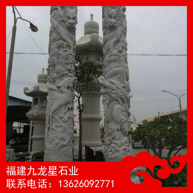 古建寺庙石柱 龙柱加工厂 花岗岩龙柱华表