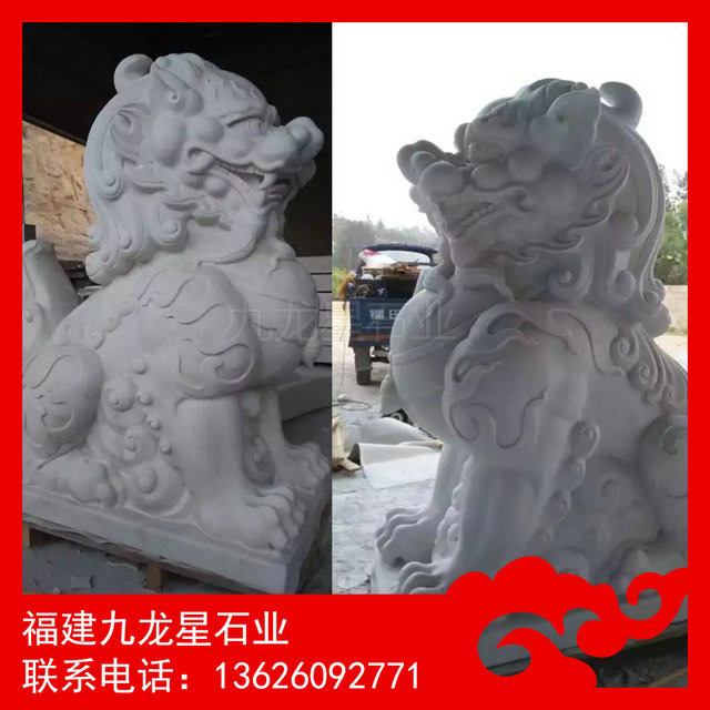 麒麟石雕加工厂 门口麒麟雕塑 石制品加工