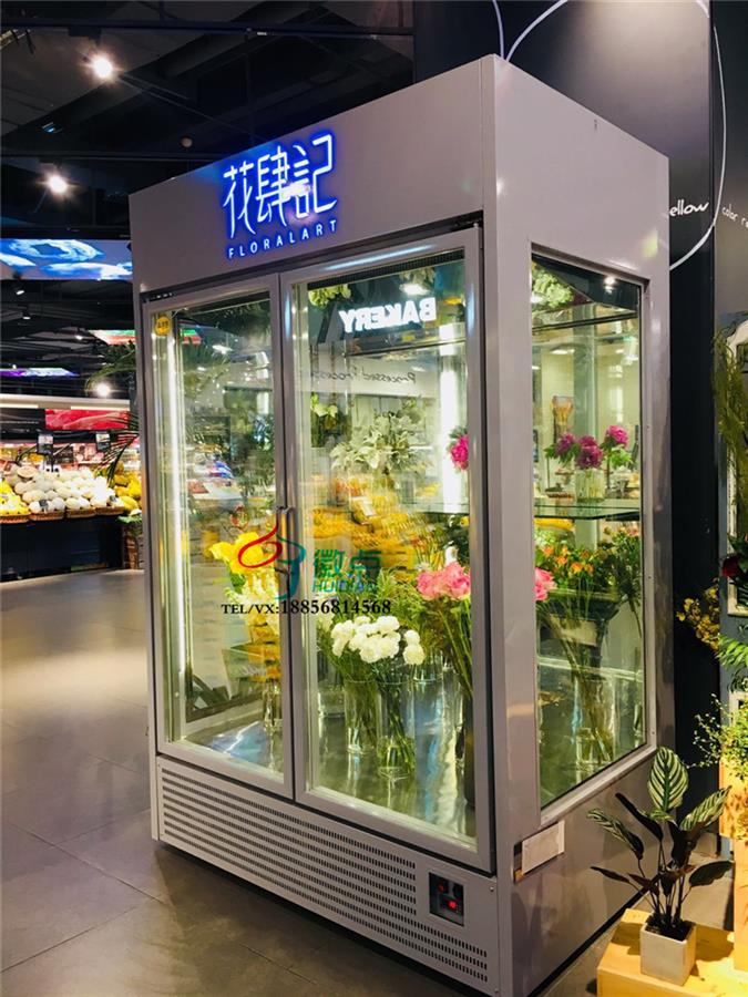 高端花店鲜花柜，风冷豪华鲜花展示柜  招牌灯箱花束保鲜柜