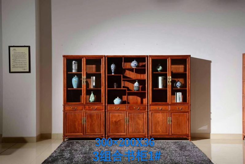 御美尚品大果紫檀书柜系列  高质量红木家具  缅花红木家具