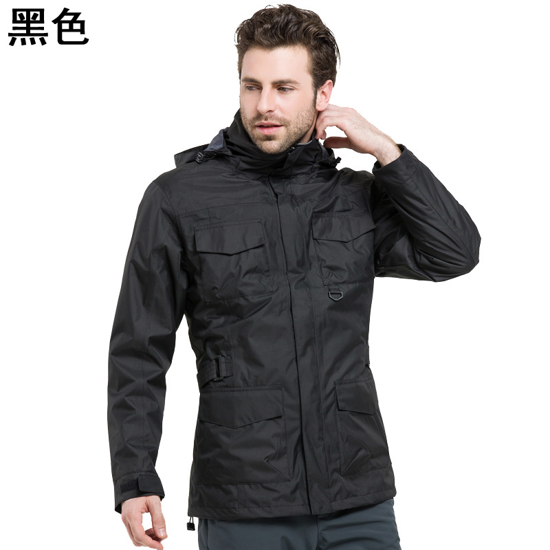 两层防水透气冲锋衣订制 印制针织浮雕LOGO  冲锋衣加工  冲锋衣工作服  冲锋衣定制