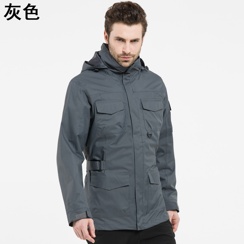 两层防水透气冲锋衣订制 印制针织浮雕LOGO  冲锋衣加工  冲锋衣工作服  冲锋衣定制