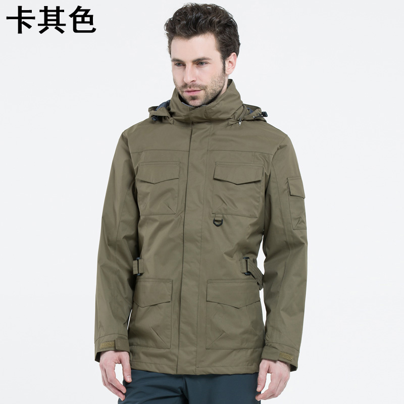 两层防水透气冲锋衣订制 印制针织浮雕LOGO  冲锋衣加工  冲锋衣工作服  冲锋衣定制