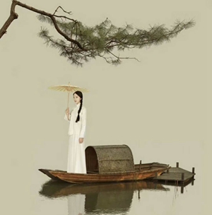 中式仿古乌篷船 装饰木船 手划摇橹船  渔船