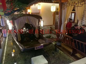 中式仿古乌篷船 装饰木船 手划摇橹船  渔船