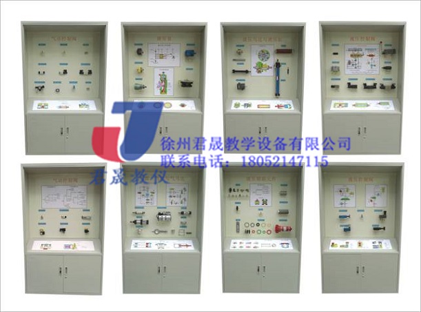 供应君晟JS-YQ8型热卖液压气动教学陈列柜(带语音)  液压气动教学柜  液压气动示教柜