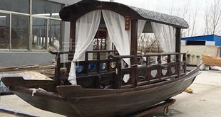 木船观光船仿古手划船电动游船水乡公园休闲单蓬  景区旅游船