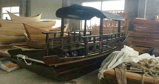 木船观光船仿古手划船电动游船水乡公园休闲单蓬  景区旅游船
