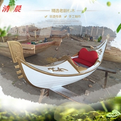 定制威尼斯水上贡多拉木船欧式手划小木船