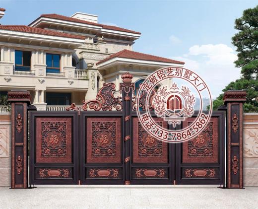 现代铝艺别墅大门_庭院大门效果图