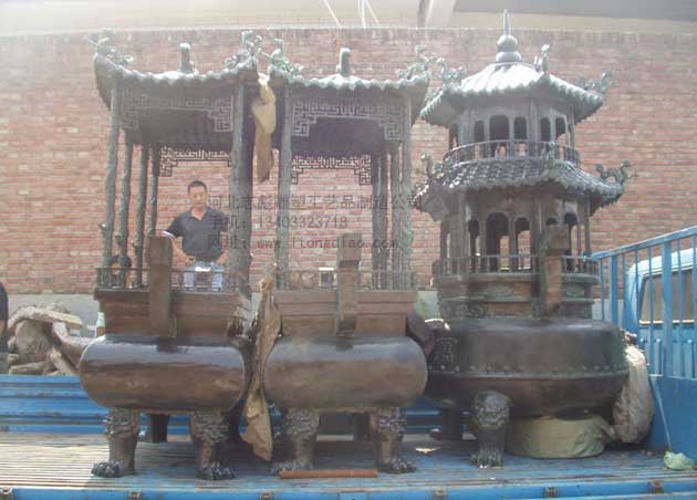 寺院大型香炉_铜香炉铸造_志彪