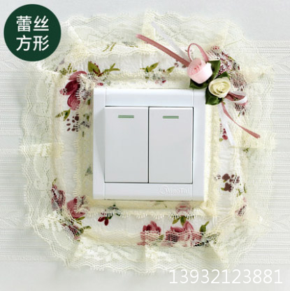 开关贴布艺蕾丝开关套插座保护套防尘罩  插座套  开关保护罩