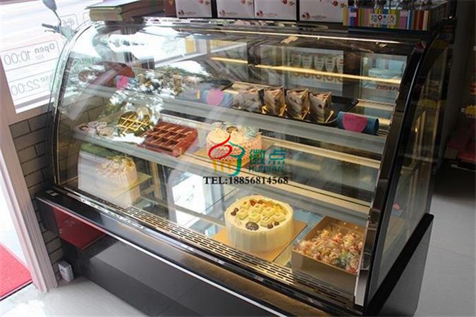 上海弧形蛋糕柜定做，水果保鲜柜，饮品店吧台展示柜  弧形后开门蛋糕柜定做