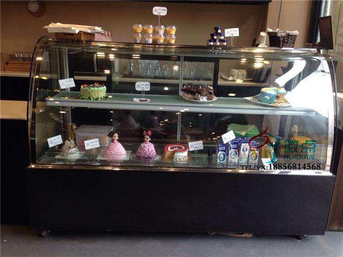 上海弧形蛋糕柜定做，水果保鲜柜，饮品店吧台展示柜  弧形后开门蛋糕柜定做