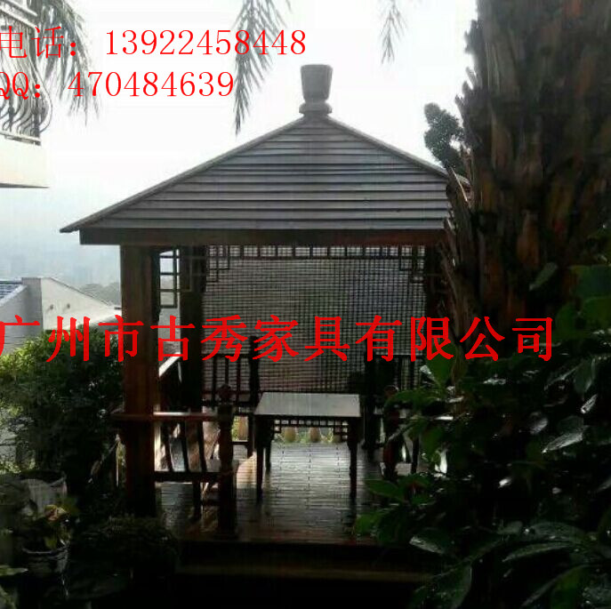 防腐木花园四角凉亭，小区庭院实木休闲亭子  防腐木休闲凉亭