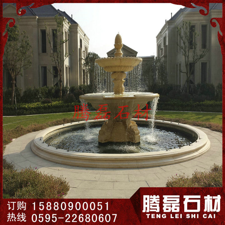 石材喷泉 广场花岗岩水钵 福建惠安石雕厂  黄锈石水钵  埃及米黄水钵  石雕水钵厂家