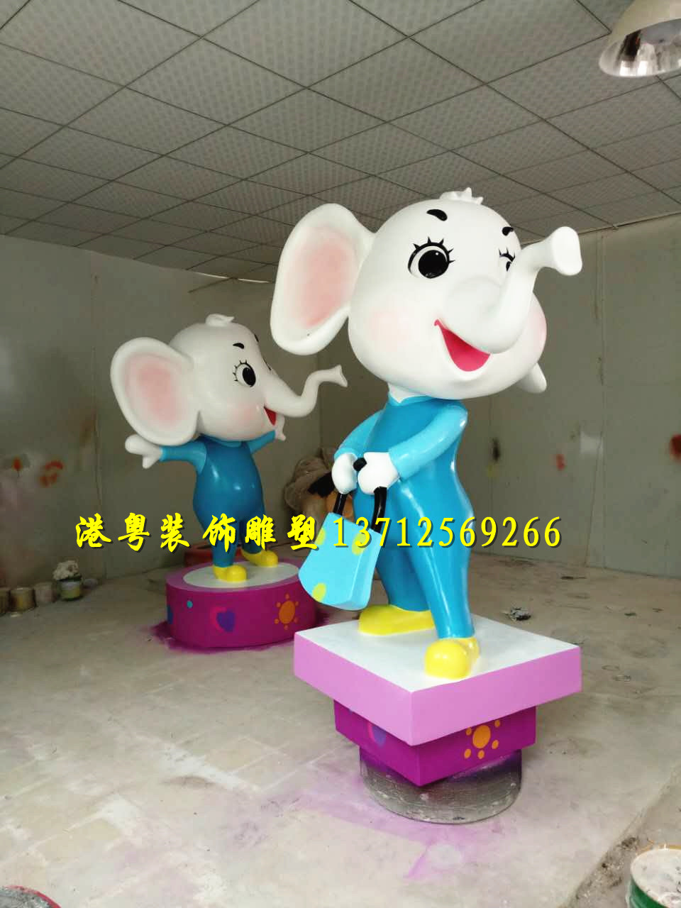 定制商业街景观摆件玻璃钢彩绘卡通大象雕塑  玻璃钢卡通大象雕塑  玻璃钢大象雕塑  玻璃钢彩绘卡通雕塑