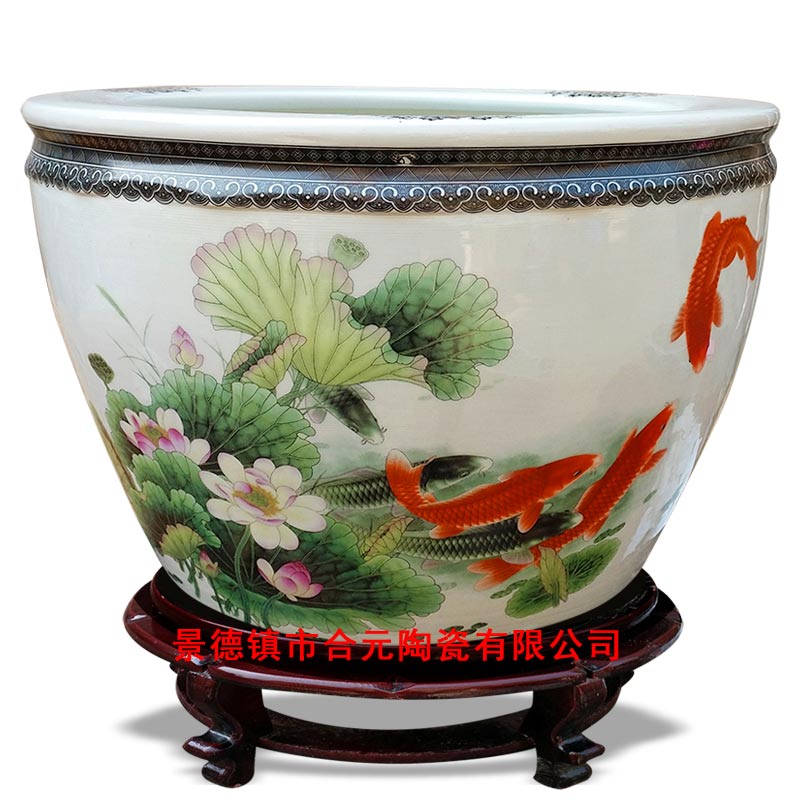 直径1.5米青花陶瓷大缸图片&nbsp;&nbsp;直径1.5米大缸&nbsp;&nbsp;手绘陶瓷大缸