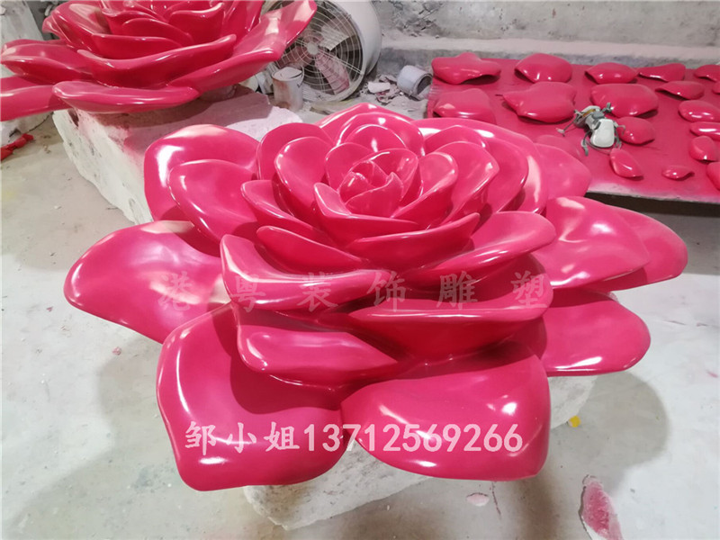 玻璃钢莲花荷花玫瑰花雕塑公园广场小区花卉工艺品摆件  玻璃钢玫瑰花雕塑  莲花荷花雕塑