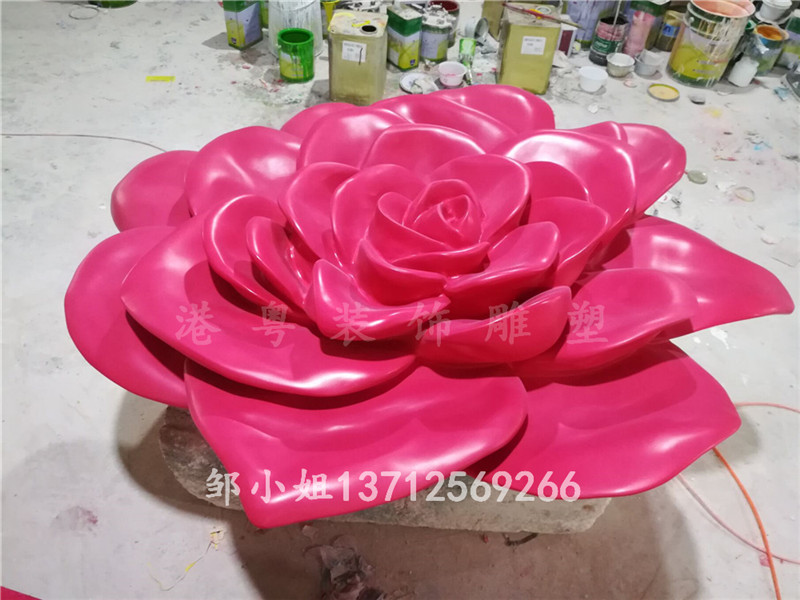 玻璃钢莲花荷花玫瑰花雕塑公园广场小区花卉工艺品摆件  玻璃钢玫瑰花雕塑  莲花荷花雕塑