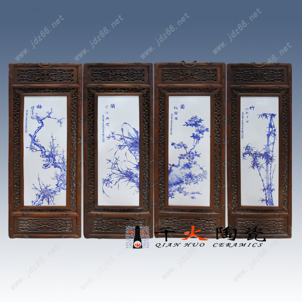 青花瓷板画_酒店展厅大型瓷板画定做  手绘青花瓷板画