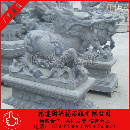 石雕麒麟摆件一对镇宅辟邪招财庭院风水摆件  石雕麒麟摆放  石雕麒麟厂家