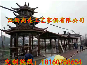 户外防腐木水车双层八角凉亭供应六角凉亭  古建凉亭  防腐木价格  防腐木景观凉亭