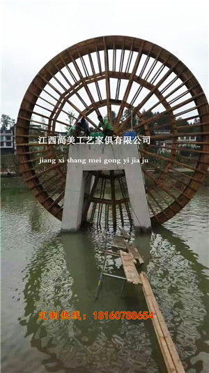 户外防腐木水车双层八角凉亭供应六角凉亭  古建凉亭  防腐木价格  防腐木景观凉亭