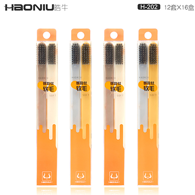 扬州牙刷生产厂家批发haoniu皓牛螺旋丝软毛牙刷H202  扬州牙刷批发