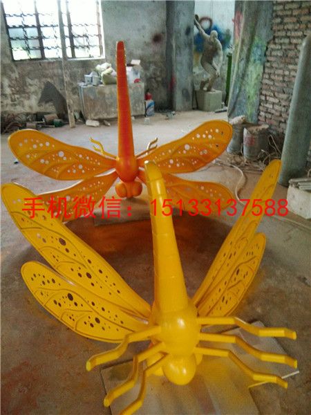 不锈钢蜻蜓雕塑，莲花塘蜻蜓雕塑 不锈钢雕塑定制