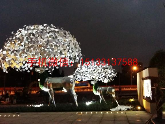 不锈钢艺术小鹿雕塑 不锈钢动物雕塑 不锈钢雕塑厂家