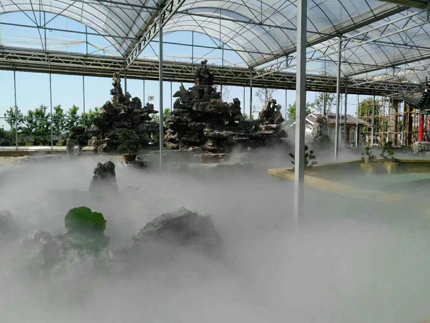 河北公园景观绿化人造雾公园环境空气进化工程  人造雾工程  公园喷雾工程  景观造雾工程