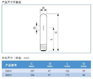 飞利浦直管金卤灯HPI-T250W&nbsp;&nbsp;金属卤化物灯