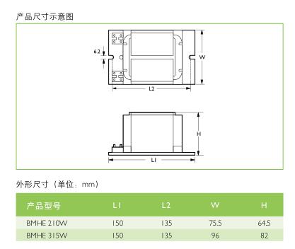 飞利浦BMHE315W电感镇流器&nbsp;&nbsp;金卤灯电感镇流器
