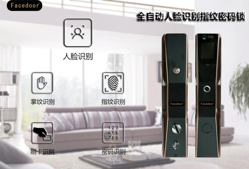 全自动人脸识别指纹密码家用防盗智能锁  人脸识别锁  指纹密码锁