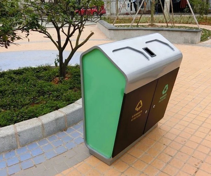 双桶铁质垃圾箱 颜色可定制 logo可定制  户外垃圾桶  环保垃圾桶