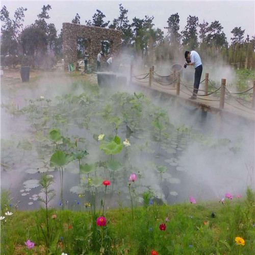 人工湖人造雾效，荷花池人工造雾设备工程  荷花池人造雾