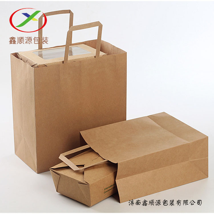环保牛皮手提袋/外卖手提袋/济南厂家定制  环保袋  烘焙袋