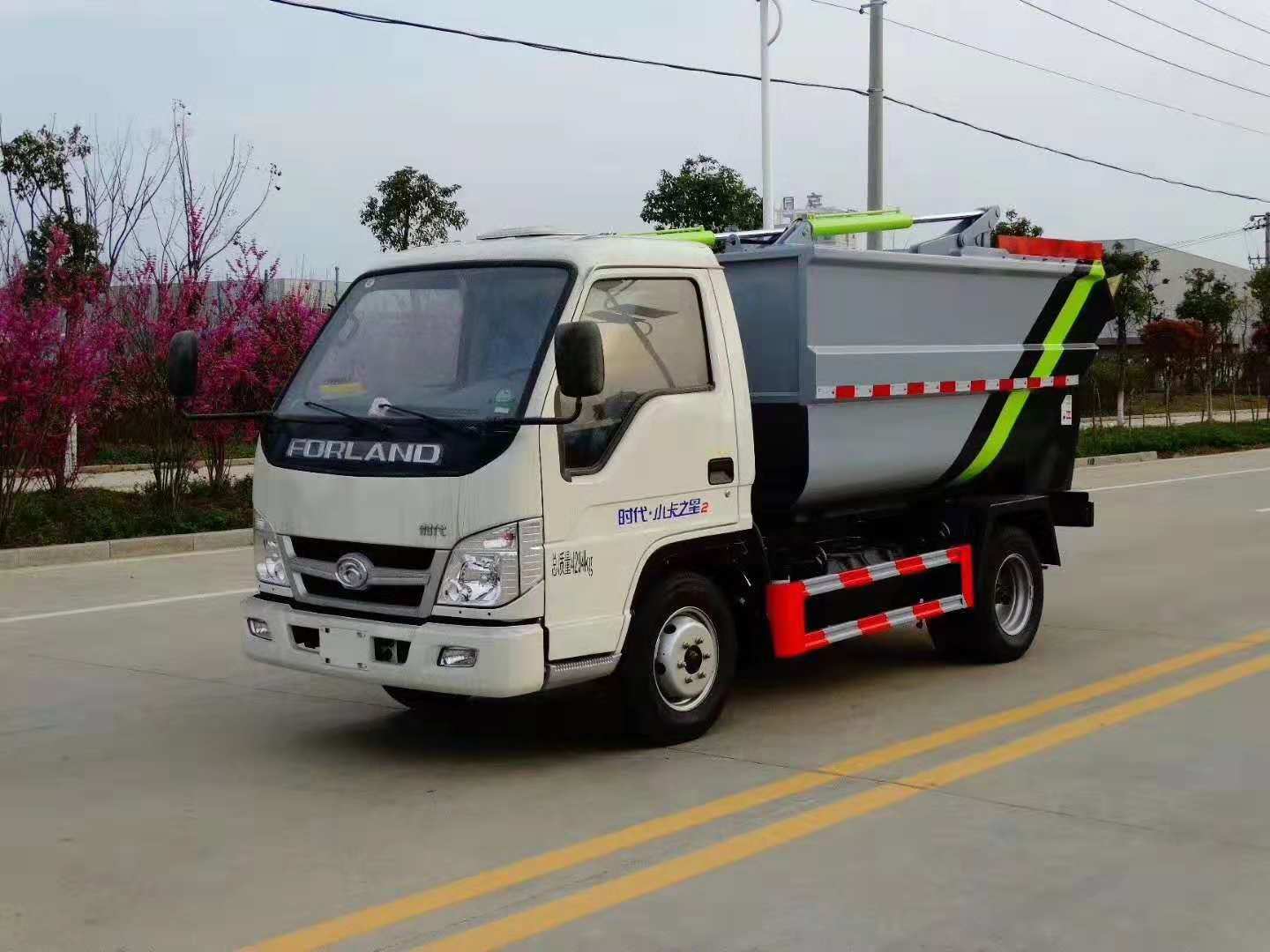福田时代小卡之星2后挂桶垃圾转运车  国五后挂桶垃圾车价格  福田小卡后挂垃圾车
