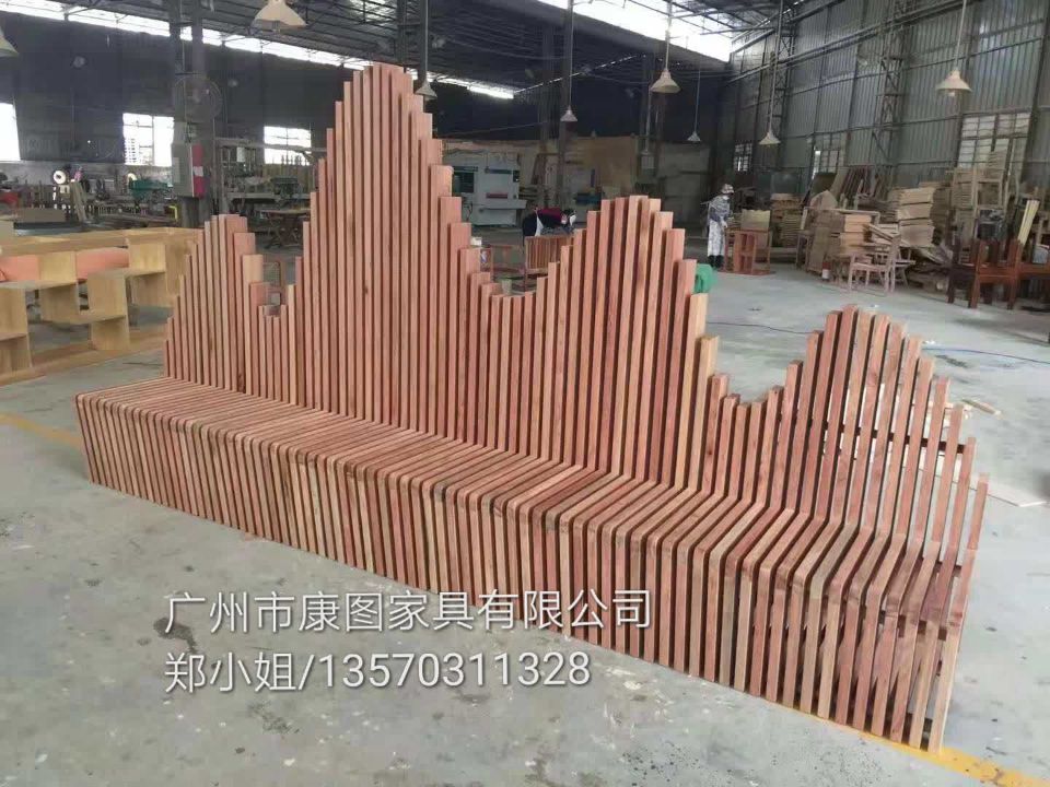 实心实木特色公园座椅 结实钢结构广场椅图  实心实木公园椅