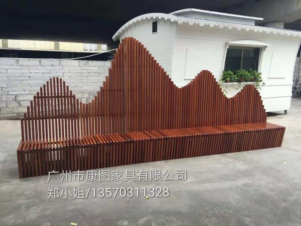 实心实木特色公园座椅 结实钢结构广场椅图  实心实木公园椅