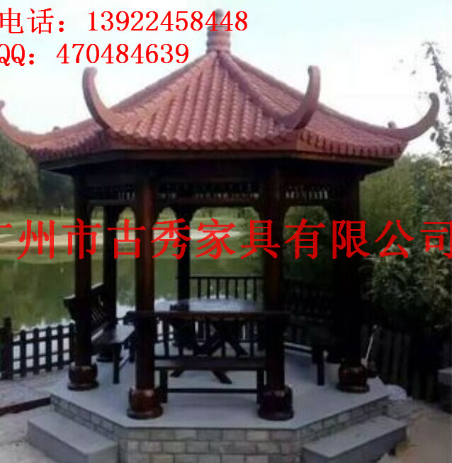 四角凉亭厂家，花园景观设计，防腐木凉亭制作