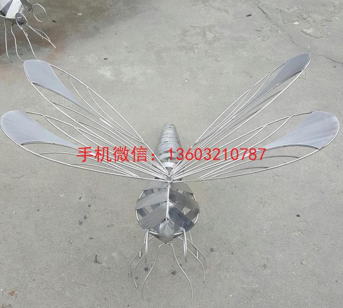 公园不锈钢蜻蜓雕塑，仿真昆虫雕塑，河北不锈钢雕塑厂家