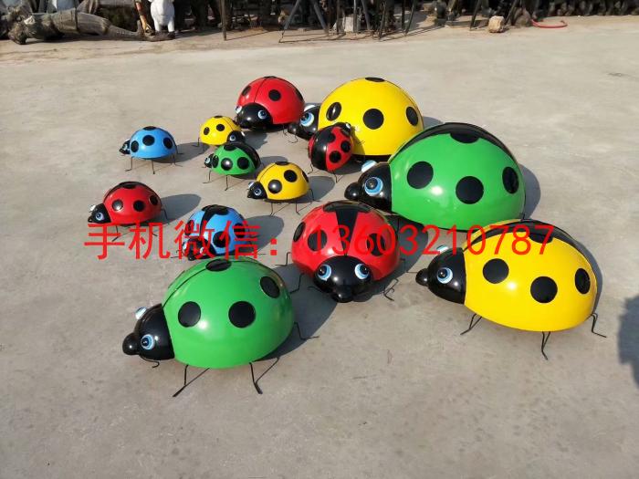 不锈钢七星瓢虫雕塑，公园昆虫雕塑，河北不锈钢雕塑厂家