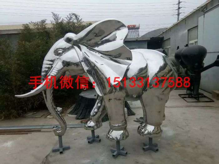 不锈钢大象雕塑，企业招财大象动物雕塑，河北雕塑厂家