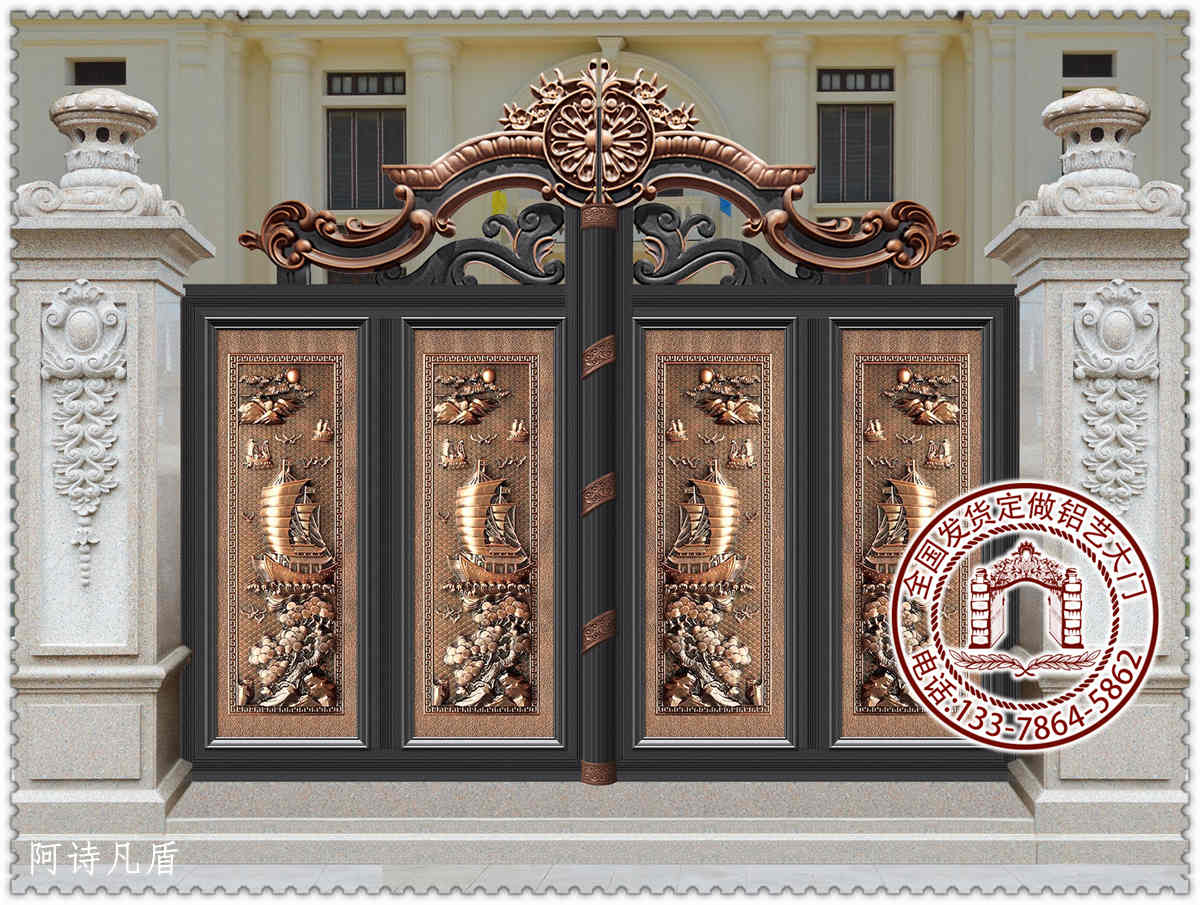 庭院大门别墅门楼庭院铝艺门器宇不凡