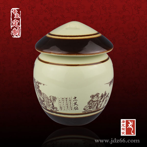 青花瓷罐子 手工罐定制 陶瓷密封罐&nbsp;&nbsp;陶瓷蜂蜜罐&nbsp;&nbsp;陶瓷罐定做可以加字&nbsp;&nbsp;陶瓷茶叶罐
