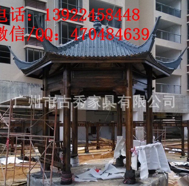 定制古建木六角凉亭，仿古木质八角凉亭厂家  古建木八角凉亭
